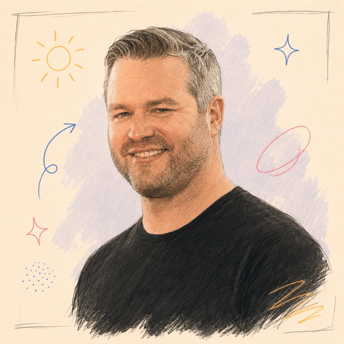 Illustrated portrait of Sean Adams